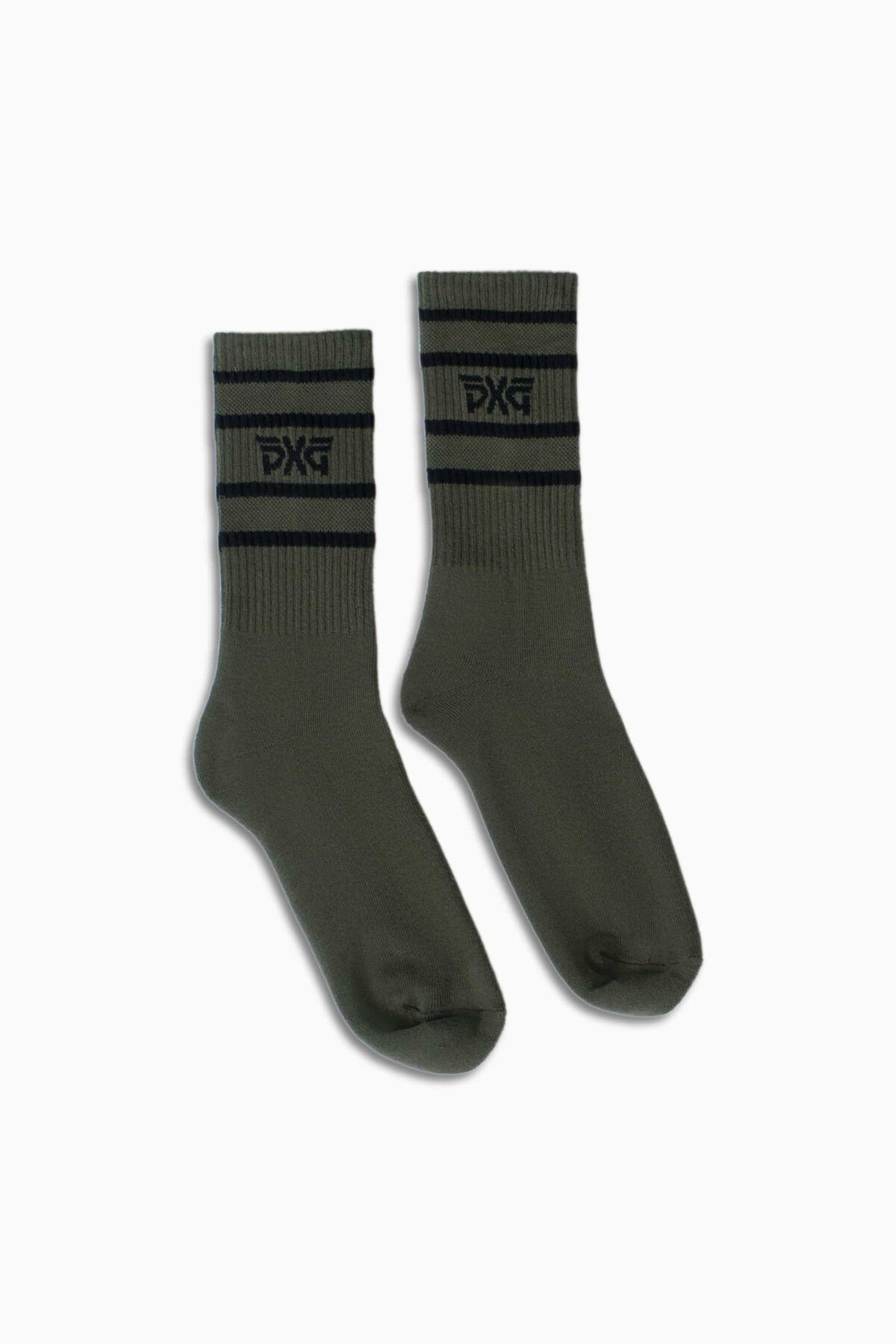 Men's Stripe Crew Socks - Military Green 